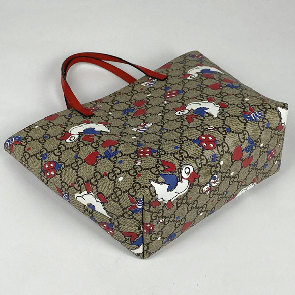 Gucci Handbags - Gucci Canvas Bag Duck Beige GG Tote Handbag Red